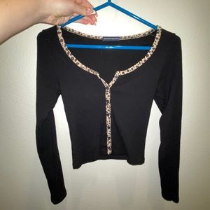Brandy Melville Black/Leopard button down